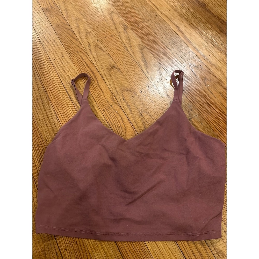 Athleta Elation V-Neck Crop Tank Top Mauve Plum Built-in Bra XL
